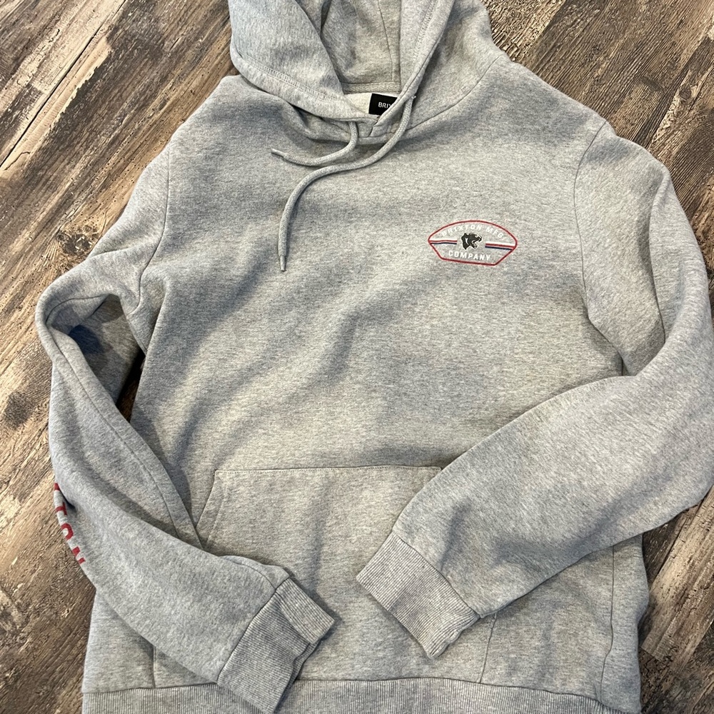 Brixton Heather Gray Hoodie with Red Accents